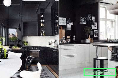 Čierny interiér kuchyne