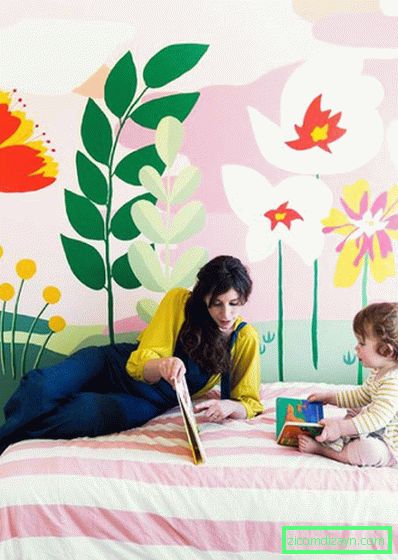 Ručne maľované steny v detskej izbe